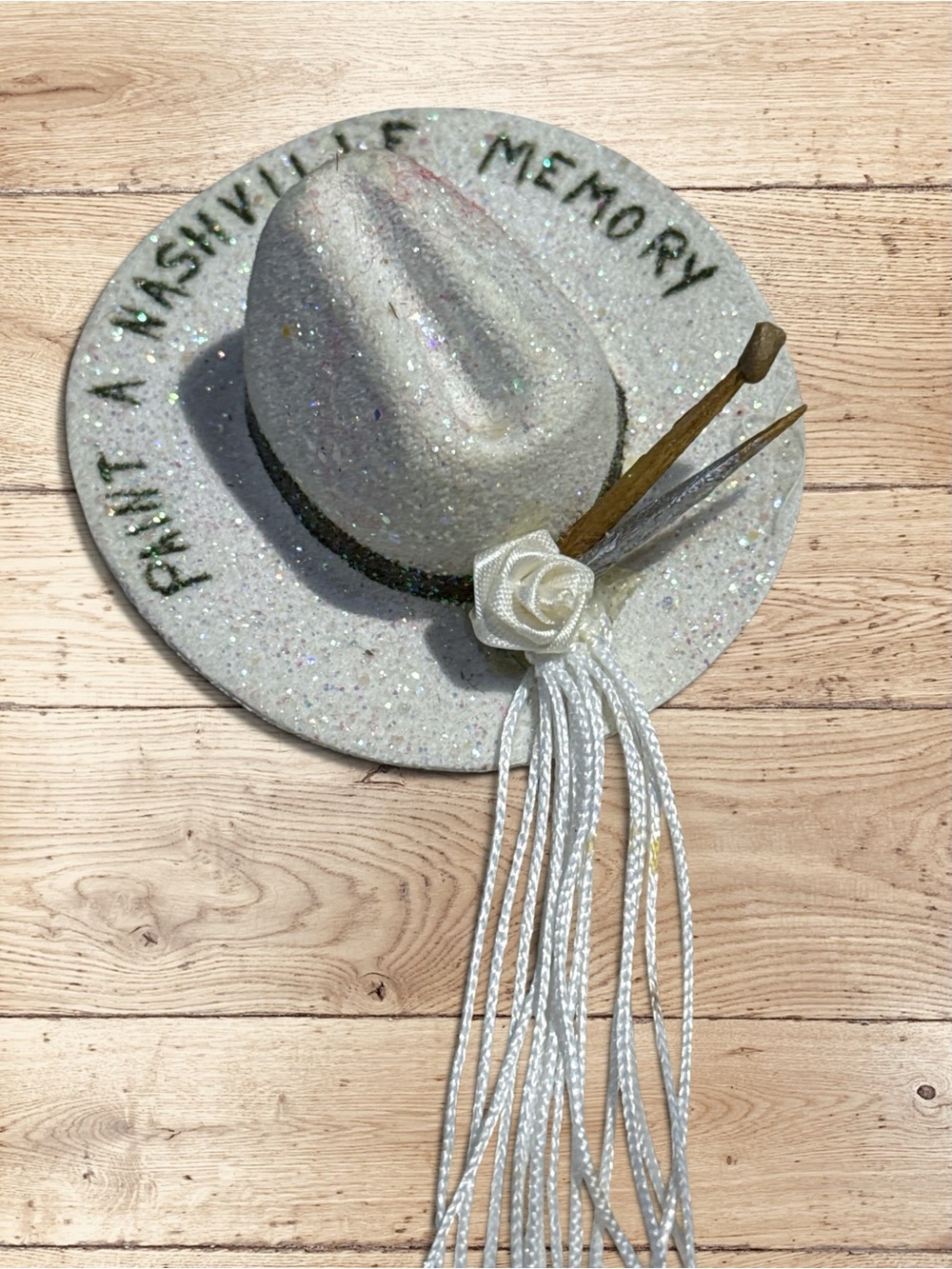 Vintage Nashville Cowboy Hat Brooch Glitter Western Cowgirl Pin